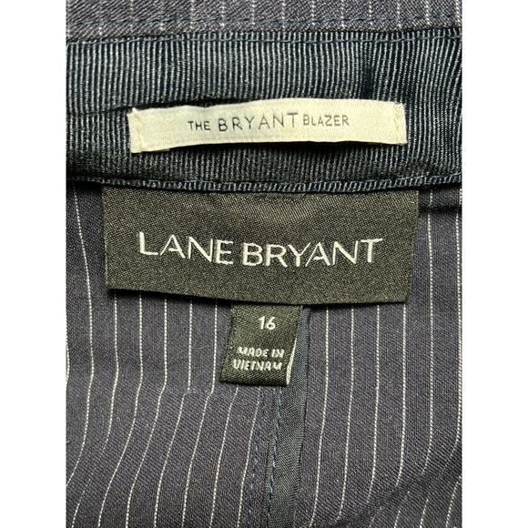 Lane Bryant Blazer Jacket Womens Size 16 Navy Striped One Button Closure Career - Picture 3 of 7